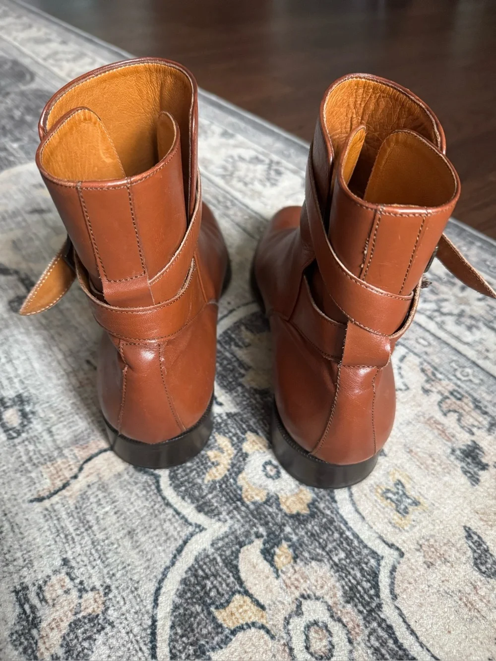 H by Hudson Men's Brown Leather Jodhpur Ankle Boots Buckle Almond Toe AU 9